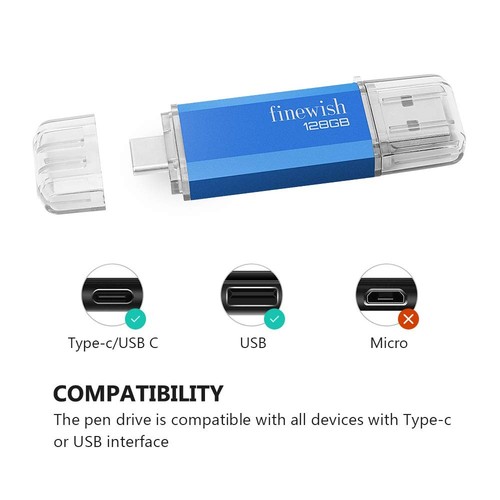 Chiavetta USB Type C 128 GB 2 in 1 OTG Penna 128 giga USB C Pen Drive 128GB per - Foto 8 di 12