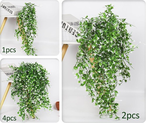 RECUTMS 4 PIEZAS Plantas Colgantes Artificiales 33 Pulgadas Planta de Pared Falsa Imitación Hiedra Blanca - Imagen 2 de 8
