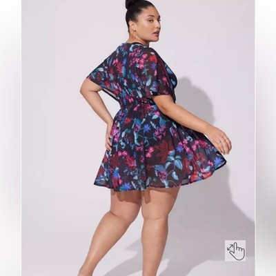 NEW TORRID Mystical Forest Floral Mini Dress Fairy Dark Goth Rose Vampire Flirty