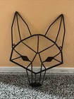 Cast Iron Geometric Fox Face Wall Hanging Metal Head Rust Brown Decor 15x12