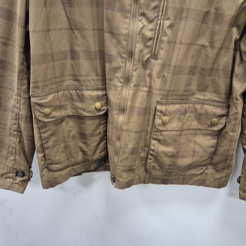 Barbour Redrum Wax Waterproof Brown Biker Checkered Jacket Coat Mens Size XL - Bild 8 von 10