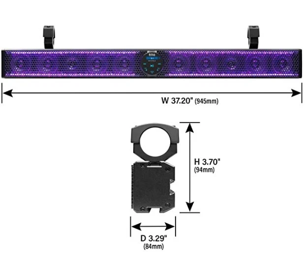 Boss Audio BRT37SLR Barra de Sonido Delgada Bluetooth 37" PowerSports UTV IPX5 + Control Remoto Foto 2 de 3