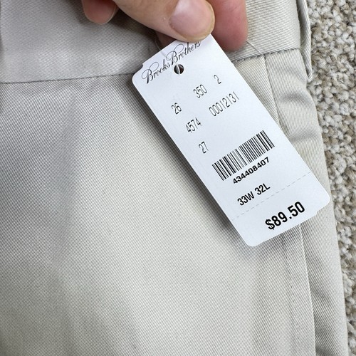 NEW Brooks Brothers Clark Advanced Chino Pants Mens Size 33x32 (Actual 32x31) - Picture 9 of 12