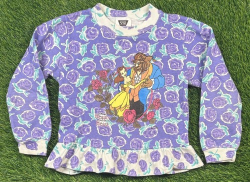 Rare Vintage Die Schöne und das Biest Kinder 6X Sweatshirt Shirt 90s Belle Lila Rose - Bild 2 von 10