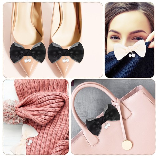 2 Pairs Bow Shoe Clips with Faux Shoe Buckles Detachable Accessories - Foto 10 di 12