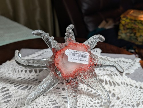 Statua animale vetro artistico soffiato a mano scultura polpo arancione vintage fermacarte - Foto 4 di 9