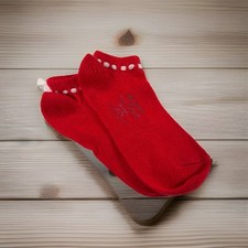 VTG Socks Gean Edwards Acrylic White Ribbon Bow Low Ankle 9-11 Red 90s 80s USA