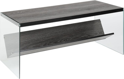 Soho Glass Coffee Table 40'' - Modern Living Room Table with Storage Shelf, Conte