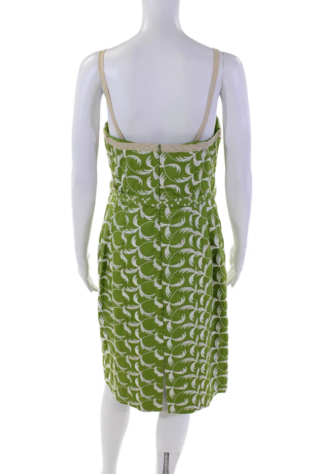 Vestido Nanette Lepore para mujer de algodón sin mangas bordado con cinturón verde talla 6 Foto 3 de 4