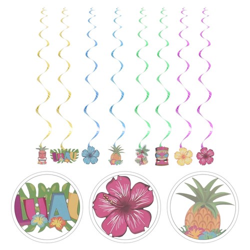 30 Pcs Spiral Ornaments Hawaiian Tiki Decorations Party Banner Banquet - Picture 8 of 12