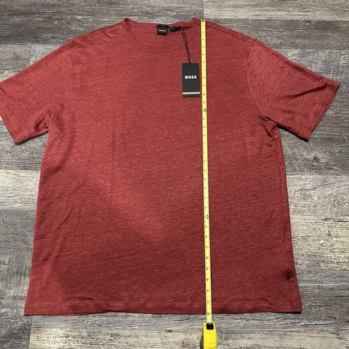 HUGO BOSS Men’s Tiburt T-Shirt Crewneck Red Size XXL Short Sleeve 100% Linen NWT - Picture 10 of 19