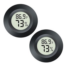 2 Pack Mini Digital Hygrometer Thermometer Gauge, Indoor Outdoor Black