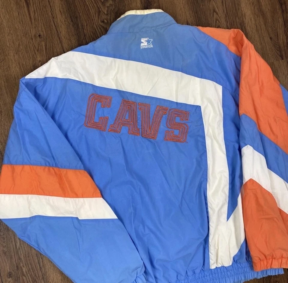 Vintage Cleveland Cavaliers Jacket Mens XL Orange Blue Basketball Starter 90s - Image 2 of 4
