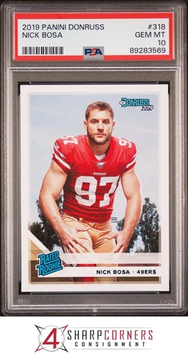 2019 PANINI DONRUSS #318 NICK BOSA RC 49ers RATED ROOKIE PSA 10