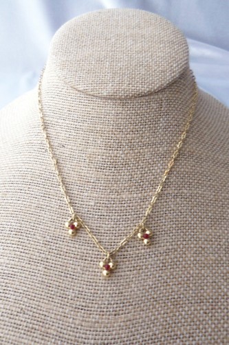 Collana Vintage Delicata Avon Rosso Centro Tono Oro Perline e Catena 15" - Foto 5 di 5