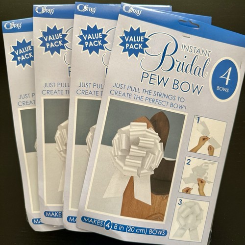 16 WHITE 8" Instant Bridal Wedding Shower Pull Bows Pew Table Reusable NEW - Picture 2 of 3