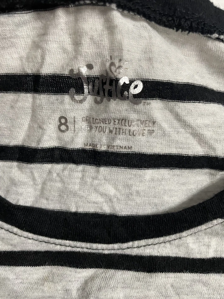 Justice Brand Girls Size 8 Black & Grey Striped New York City NYC Broadway Tee - Image 4 of 4
