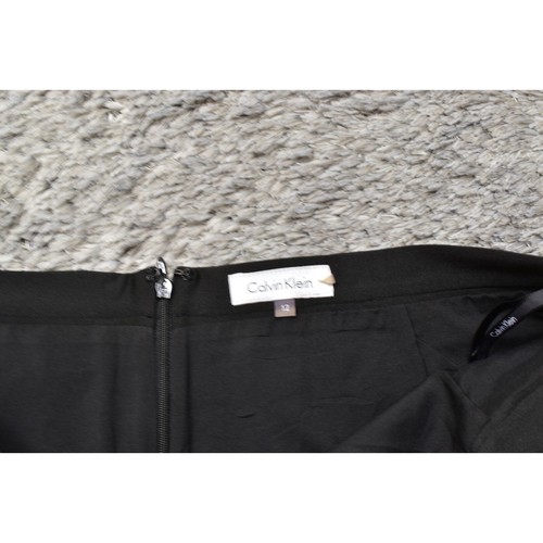 Calvin Klein Black Flare Skirt Size 12 Polyester Solid Zip Short - Picture 5 of 7