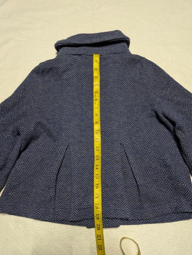 Anthropologie Guinevere Lambswool Coat Chevron Print Size M Medium Blue Cropped - Picture 14 of 17