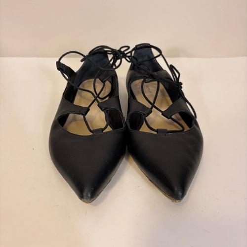 Loeffler Randall Black Leather Pointed Toe Strappy Flats 6.5 - Picture 4 of 10