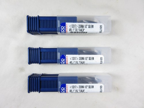 Lot of 3, Garr Tool, End Mill, 13317 230MA 1/2" SQ EM 4 FL 1" F/L TiALN, New - Picture 2 of 7