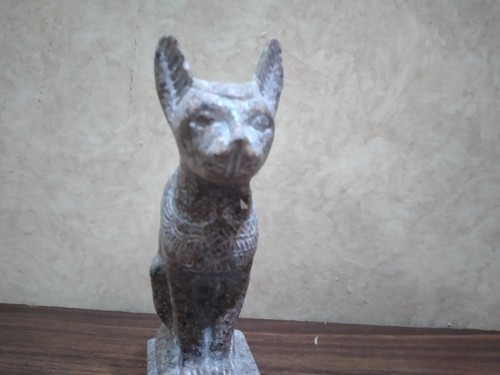 Antike altägyptische Statue - schwerer Granitstein, Göttin Bastet Katze Isis - Picture 12 of 14