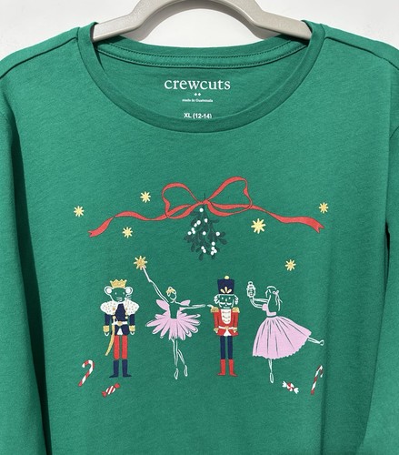 Crewcuts Girls T Shirt XL 12 -14 Cotton Green Crew Neck Long Sleeve Nutсracker - Picture 2 of 6