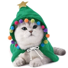 ANIAC Pet Dog Christmas Costume Puppy Cloak with Star and Pompoms Cat Santa C...