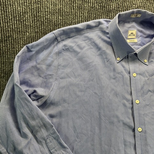 Peter Millar Camicia Uomo Extra Large Blu Nanoluxe Easycare Bottoni XL Cotone - Foto 8 di 18