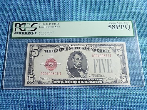 🇺🇸 United States 5 Dollars Series 1928B FR-1527 PCGS 58 banknote 031725-1