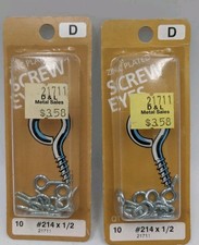 Small Screw Eyes 214 x 1/2" Zinc Plated Midwest Fastener 21711, New Lot of 20