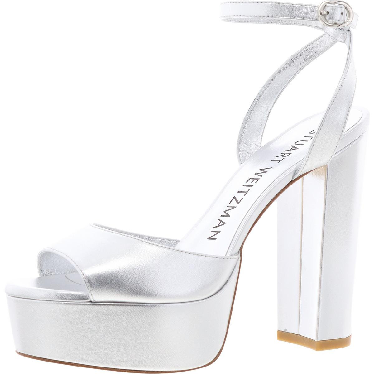 Женские босоножки на платформе Stuart Weitzman Ryder II серебристого цвета, средний размер 6,5 (B,M) 8090