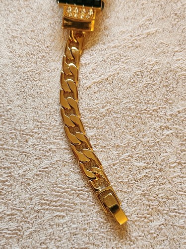 Jacqueline B Kennedy JBK Gold Tone Rhinestone Art Deco Belt Buckle Bracelet - Picture 4 of 7