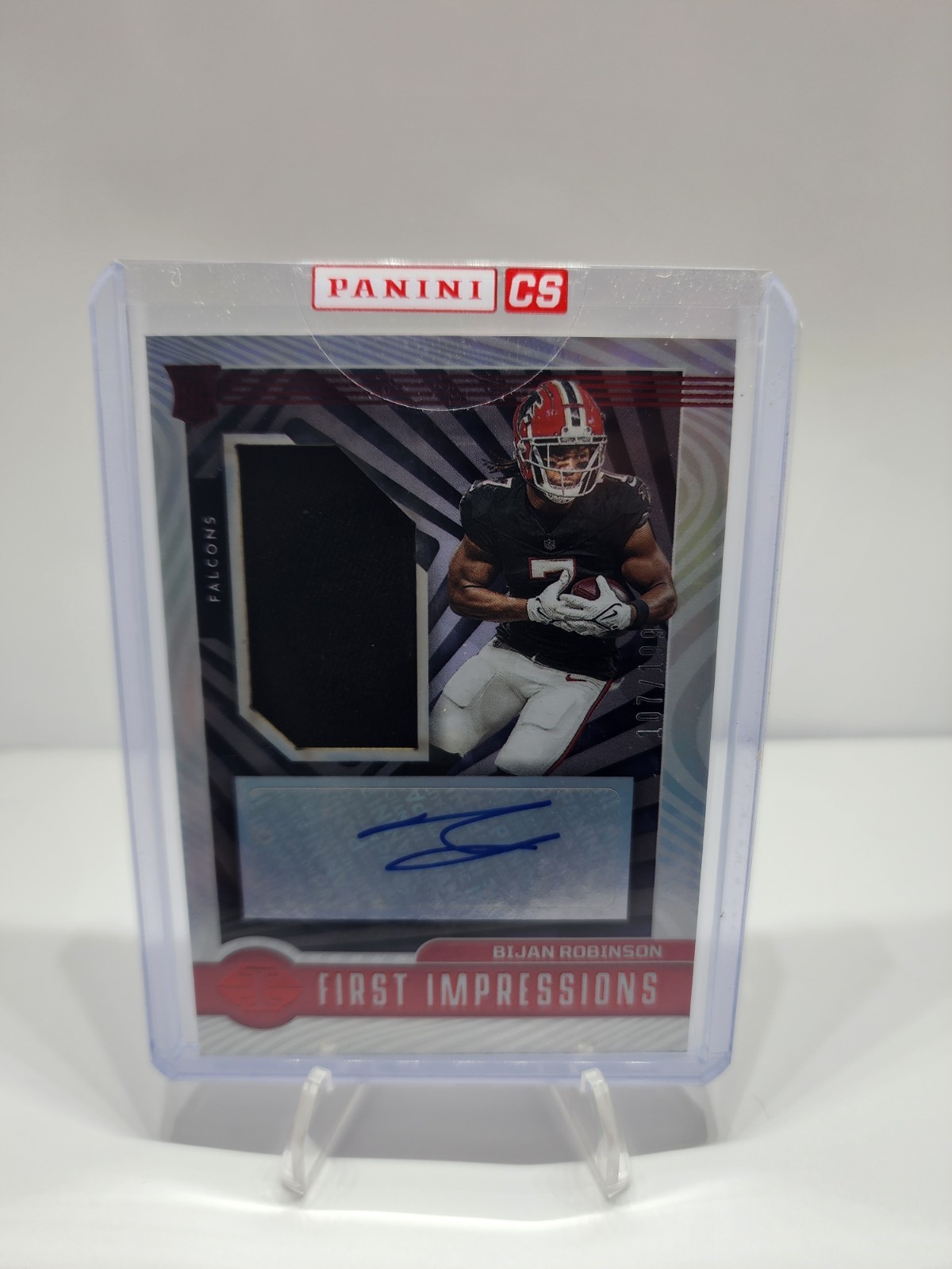 2023 Illusions First Impressions Autographed Memorabilia Bijan Robinson Red /199