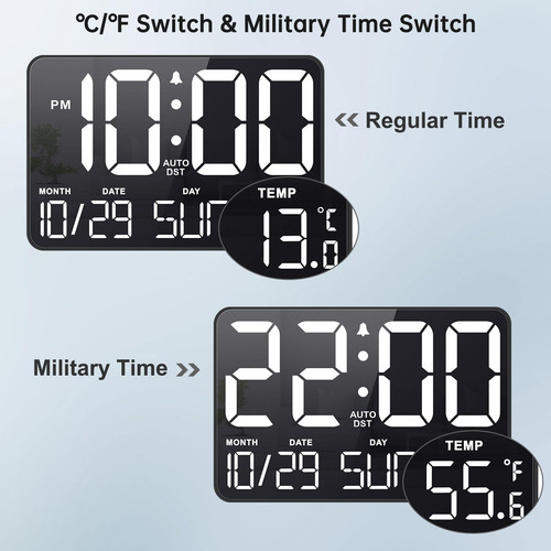 Large Display Digital Wall Calendar Clock with Date Day of Week, Alarm Clock ... - Picture 9 of 9