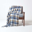 Wool Rich Tartan Check Throw Bedspread Blanket with Tassel Fringing 130 x 170 cm