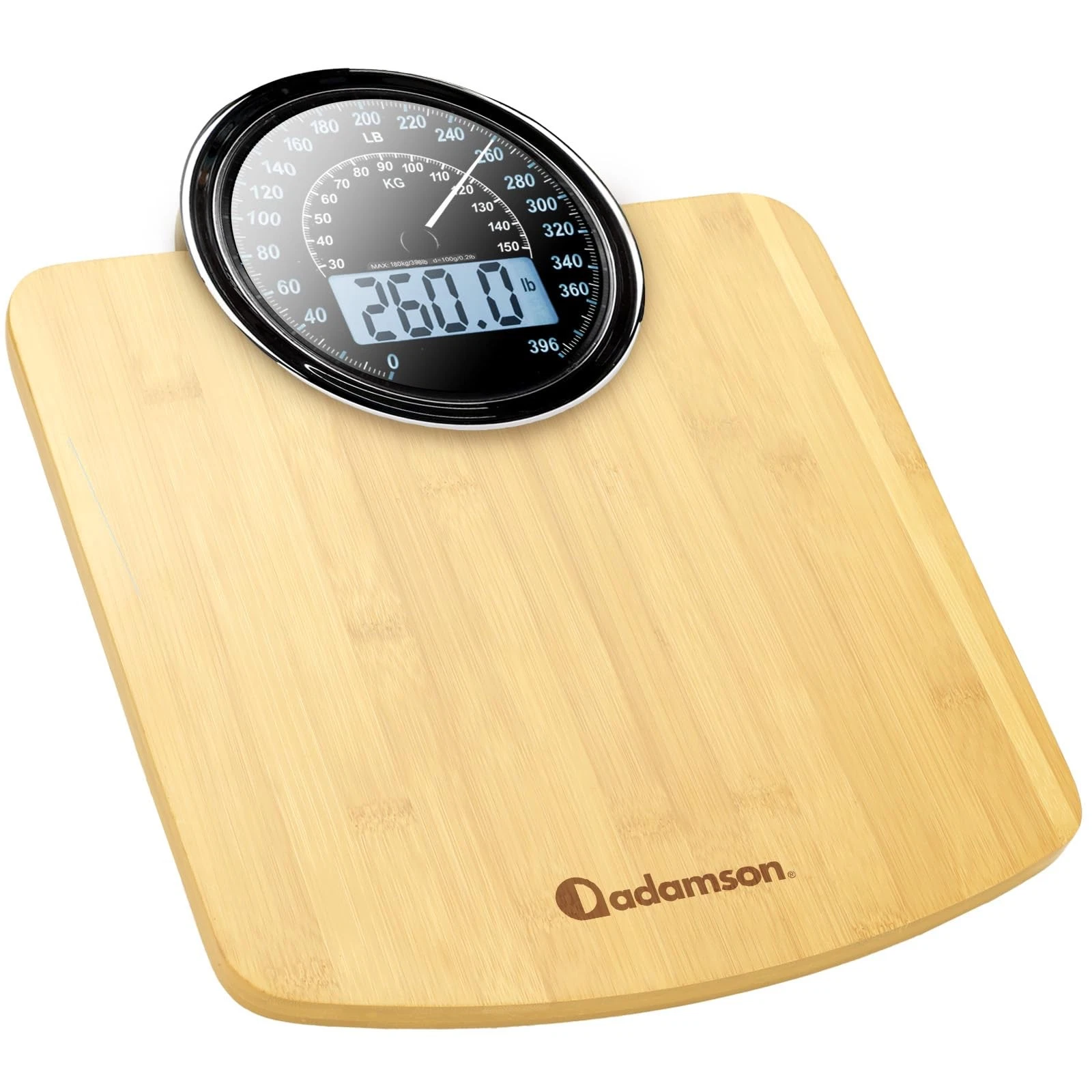 Adamson Hybrid 2-in-1 Analog & Digital Weighing Scale for Body Large, Wood