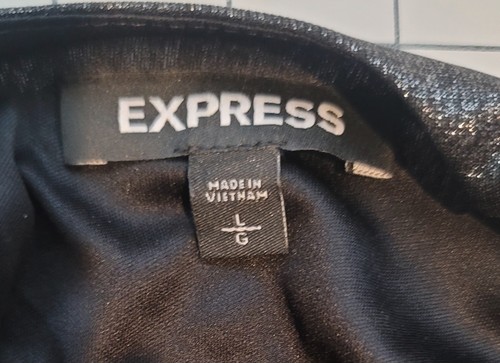 Camicetta Camicia Vintage Express Argento Nero Lame Trasparente Elasticizzata Foderata in Metallo Lg Top - Foto 15 di 16