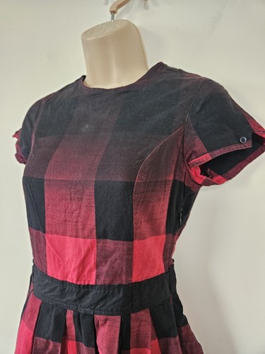 DR MARTENS Black & Red Tartan Check Short Sleeve Mini Dress XS UK 8 Plaid Logo - Picture 6 of 24