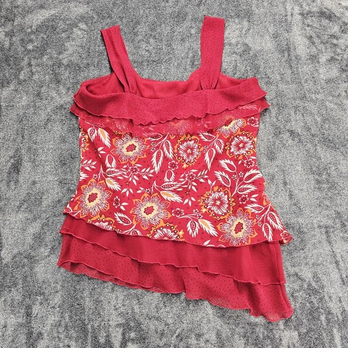 Vtg Asymmetric Top Tank Size M Ruffle Beaded Sequin Fairy Grunge Y2K Whimsigoth - Picture 2 of 10