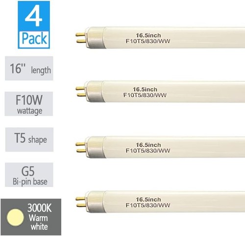 4 Pack 16’’ F10T5/830 Fluorescent Bulb Replacement for Jasco 10W 3000K Warm W... - Picture 5 of 7
