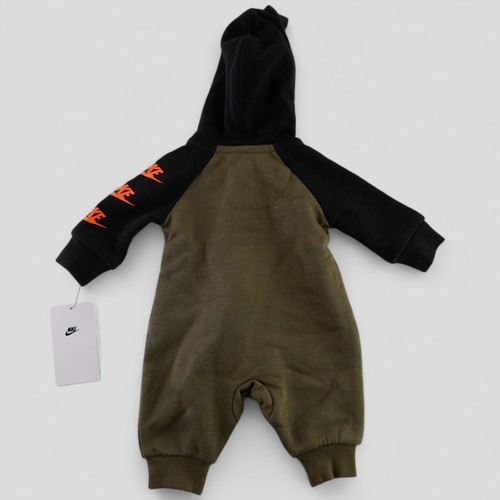 Nike Baby Romper Futura Full Zip Coverall Olive Black Orange Newborn 50-56CM - Picture 3 of 9