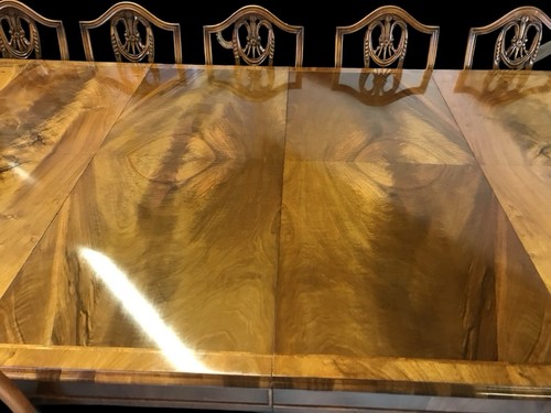 Elite rare 14ft Grand Burr Walnut Victorian dining table pro French polished - Picture 8 of 24