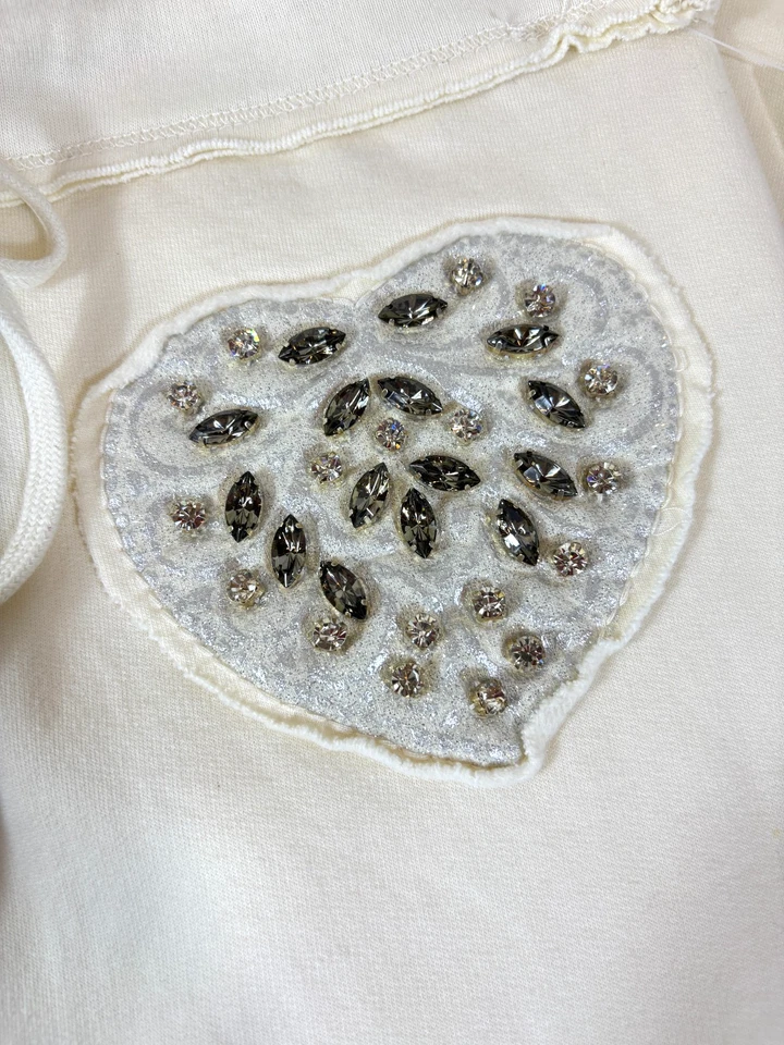 Y2K Bling TWISTED HEART SUDADERA CON CAPUCHA Y ACAMPANADOS Pantalones de Salón Cristales Tachonados Talla P Nuevos con Etiquetas Foto 2 de 4