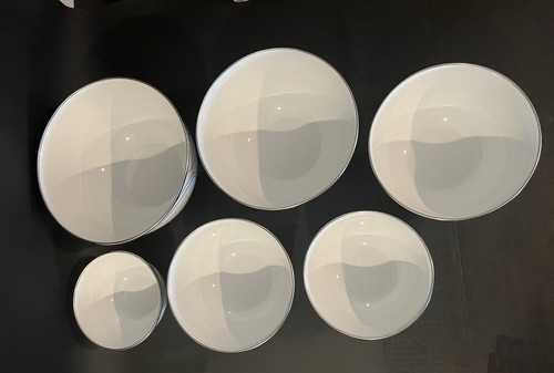Corelle Coordinates 12-Piece Large Bowl Set, Simple Lines Modern Black White NEW - Picture 7 of 14