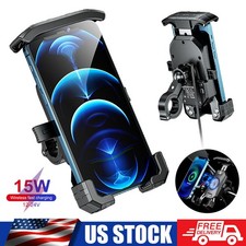 Motorcycle Handlebar Mount Cell Phone Holder GPS w/ USB Charger Fast Charging