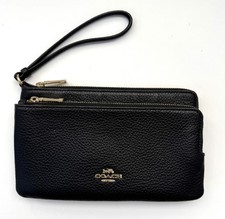 NWT COACH 5610 Double Zip  WRISTLET/WALLET Black