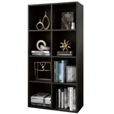 8-Cube Storage Shelf Bookcase - Wooden 4-Tier Floor Standing Open Bookshelf, ...