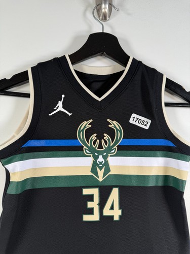 Nike Kids Boys Giannis Antetokounmpo Milwaukee Bucks NBA Jersey Black Sz M 14x18 - Picture 3 of 9