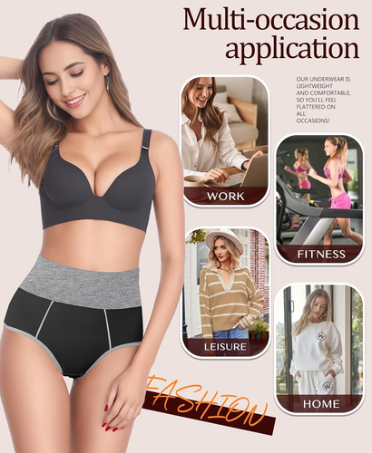 Baumwollunterwäsche für Frauen hohe Taille volle Abdeckung Slip weich dehnbar Höschen - Bild 5 von 6